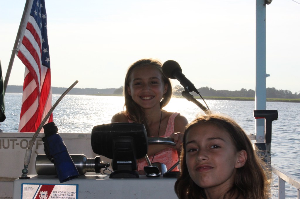 Driving the boat with my co-captain