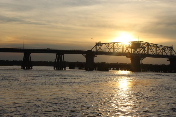 Sunset and the bridge into Beaufort